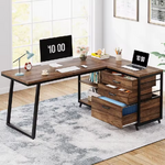 53&quot; L-Shaped Computer Desk with 3 Drawers (Rustic Brown) $107.XX + Free Shipping