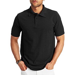Hanes Men's X-Temp Short Sleeve Midweight Polo Shirt (Black or White) $8 