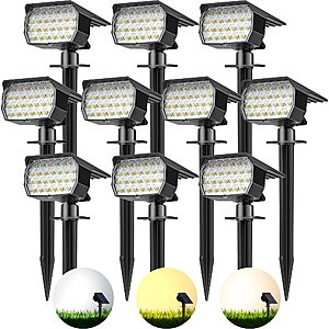 Prime Members: 10-Pack Nacinic Outdoor Waterproof IP65 Solar Powered Pathway Spotlights w/ 52 LEDs, 600 Lumens $55.97 ($5.60/ea) + Free S/H