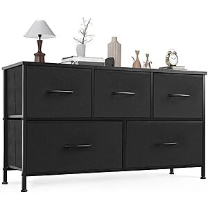 Olixis Bedroom Dresser w/ 5 Storage Fabric Drawers (Black) $29.99 + Free Shipping w/ Prime or on $35+