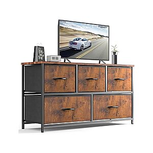 Sweetcrispy 5 Fabric Drawers Dresser w/ Wood Top Surface Table (Black or Brown) $29.97 + Free Shipping w/ Prime or on $35+