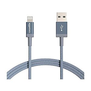 2-Pack 6' Amazon Basics Durable USB-A to Lightning Nylon Braided Cord Charging Cable (Grey) $4.99 ($2.50/ea) + Free Shipping w/ Prime
