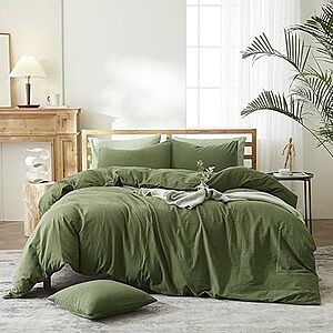 AMWAN Army Green Twin Duvet Cover Natural 100% Cotton Bedding (Washed Cotton Army Green) $24.26 + Free S/H w/ Prime or on $35+