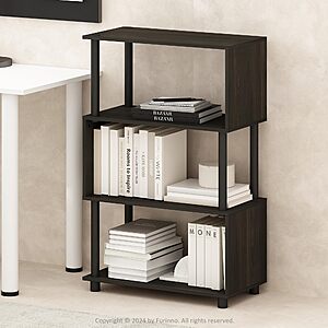 Furinno Reed 4-Tier S-Shaped Geometric Mid-Century Bookshelf (Espresso) $24.87 + Free Shipping w/ Prime or on $35+