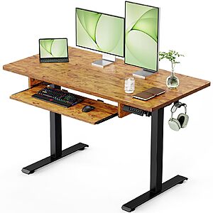 48" Marsail Standing Desk Adjustable Height with Extra Large Keyboard Tray (Rustic, 24"D x 48"W x 27.5"H) $86.22 + Free S/H