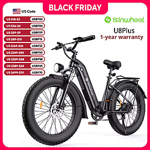 isinwheel U8 Plus 1500W 48V 13Ah Peak Motor Hydraulic Brake 26" Step-Thru Fat Tire Commuter EBike $462 + Free Shipping