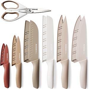 13-Piece Astercook Stainless Steel Kitchen Knives Set w/ Blade Guards $18
