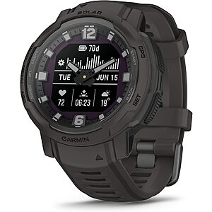 Garmin Instinct Crossover Solar Rugged Hybrid Smartwatch w/ Solar Charging Capabilities Analog Hands & Digital Display (Graphite) $279.95 + Free Shipping