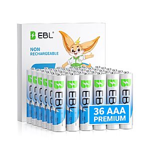 36-Count EBL 1.5V Ultra Long Lasting AAA Alkaline Battery $7.20 w/ Subscribe & Save