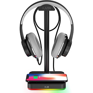 KAFRI RGB Headphone Stand w/ QI Wireless Charging Pad (Black) $11