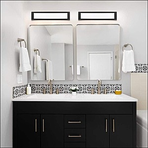 Woodbury 24" 1-Light Brushed Nickel LED Vanity Light w/ Extra Matte Black Trim 2700K-5000K $39.97 + Free Shipping
