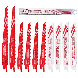 10-Piece SEDY  Reciprocating Saw Blade Set w/ 6" & 8" Wood & Metal Blades & Storage Box $6.98 + Free Shipping w/ Prime or on $35+