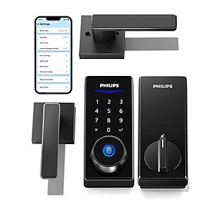 Philips Smart Lock w/ Handles, Keyless Entry Keypad & Deadbolt, App Fingerprint PIN Code Unlocking $119.98 + Free Shipping