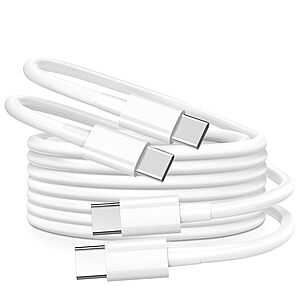 2-Pk OIITH 60W USB C to USB C Charging Cables (White)