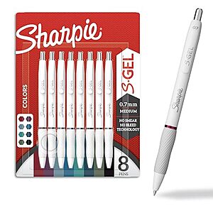 8-Ct Sharpie S-Gel 0.7mm Medium Point Bold Ink Barrel Pens (White Pearl) $6.90 w/ S&S