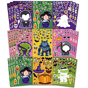 24-Sheet Riccioofy DIY Halloween Stickers for Kids (Ghost, Witch, Pumpkin & More)