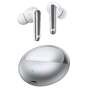 Monster N-Lite 203 AirLinks Wireless Bluetooth 5.3 Earbuds (Silver)
