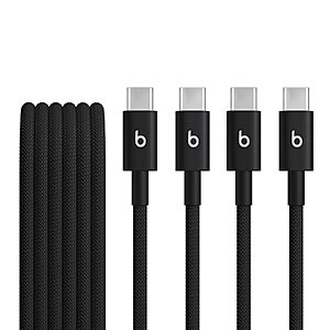 2-Pk 5-ft Beats USB-C to USB-C Charging Cables (Black)