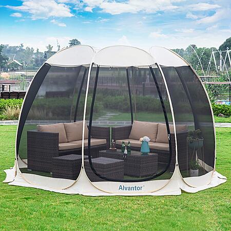 Alvantor Screen House Pop Up Gazebo Screened Canopy Tent (12'x12', Beige) $149.99 + Free Shipping