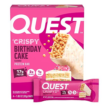 4-Pack Quest Nutrition Crispy Birthday Cake Protein Bar $6.77 ($1.69/ea) + Free Shipping w/ Prime or on $35+