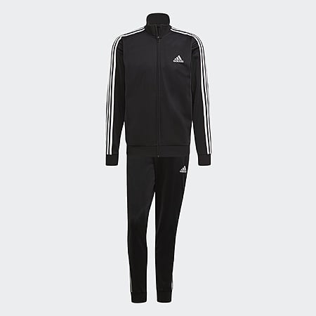 adidas App Only: Extra 25% Off Full Price & Sale Items, Men's 3-Stripes Essentials Tracksuit (Black) $33.75 & More + Free S/H