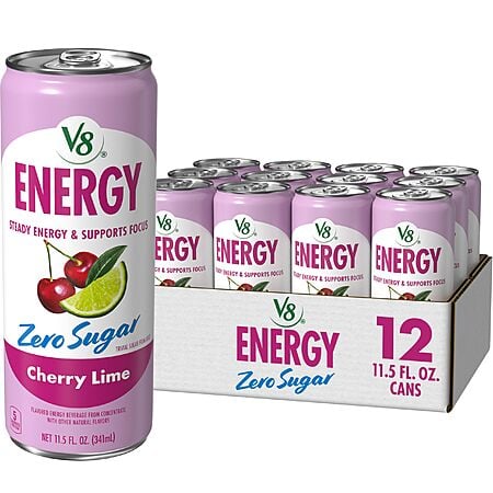 12-Pack 11.5-Ounce V8 Energy Zero Sugar Cherry Lime Cans $11.68 w/ S&S + Free Shipping w/ Prime or on $35+