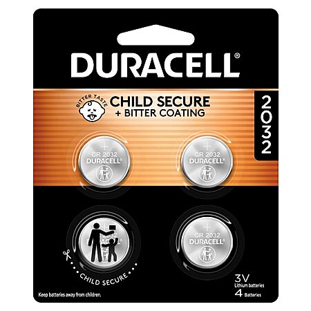4-Pack Duracell 2032 LithiumCR2032 Battery[ $4.17 w/ S&S + Free Shipping w/ Prime or on $35+