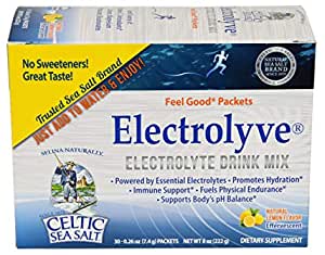 Amazon: 30 Pack, Electrolyve Six Electrolyte Rehydration Drink Mix Lemon w/Celtic Sea Salt, No Sugar/Sweeteners, .27oz ea pack, Lowest Price Ever, Free Prime Shipping $13.3