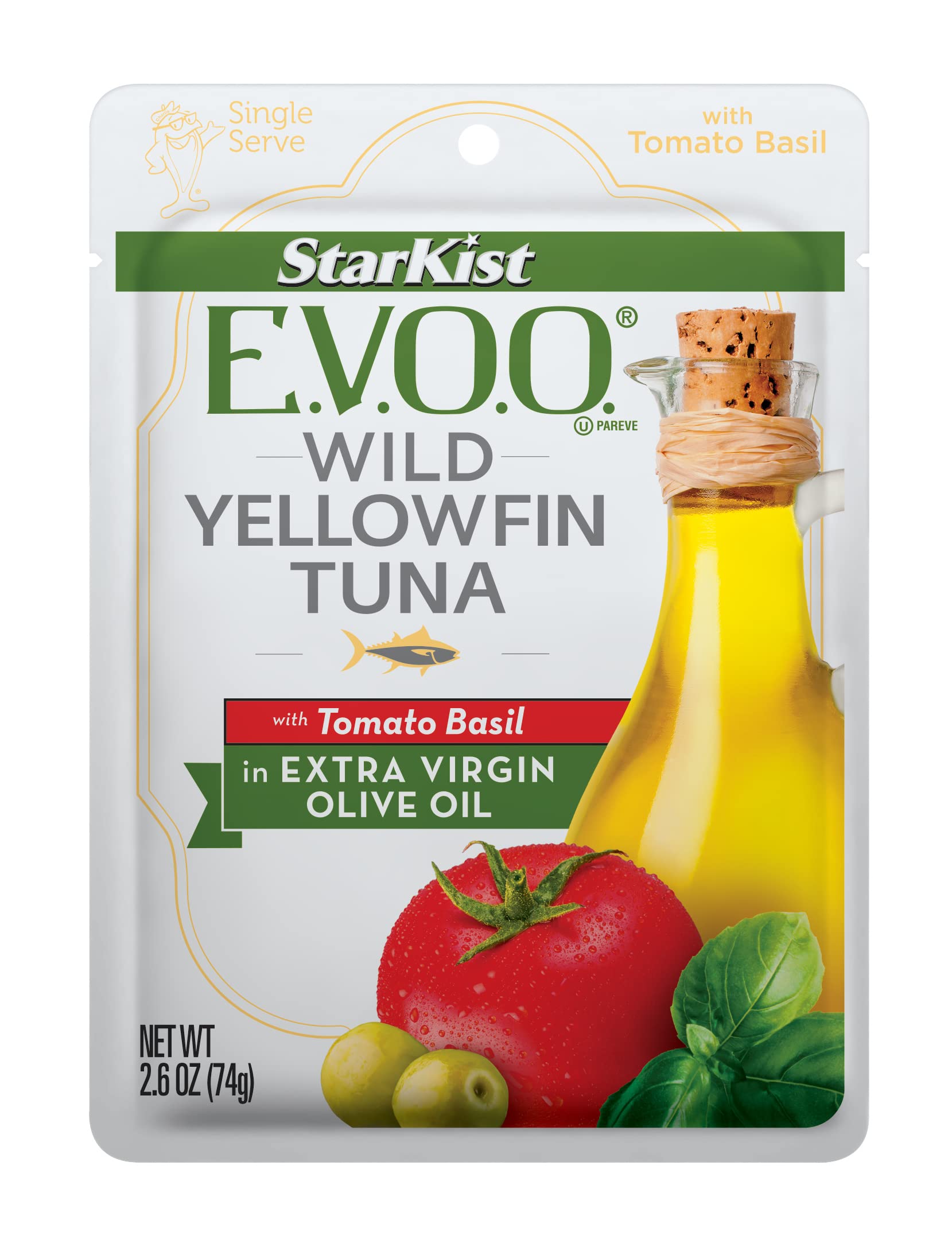 StarKist E.V.O.O. Wild Yellowfin Tuna in Extra Virgin Olive Oil with Tomato & Basil, 2.6 Oz Pouch, Pack of 24, Free Prime Shipping, Lowest in 1+year $24.85