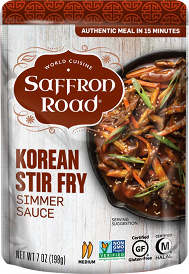 Saffron Road Korean Stir Fry Simmer Sauce, 7oz (Pack of 8) - Gluten Free, Halal, Non-GMO, Kosher, Vegan, 50% Off AC, Free Prime Shipping $13.49