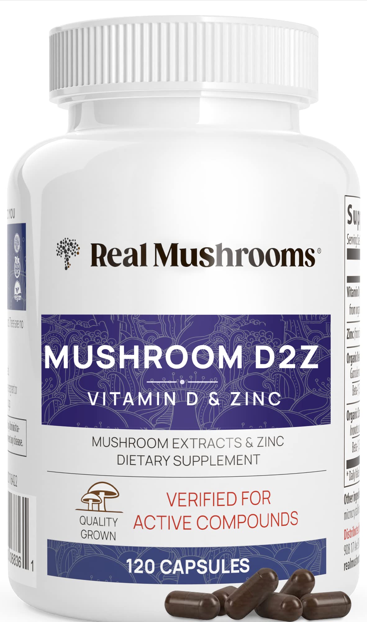 Amazon: Real Mushrooms Zinc Supplements for Adults (120ct) Vitamin D2 Immune Support with Chaga & Reishi - Vegan, Gluten-Free, Non-GMO Vitamins for Adults, After $5 Coupon $9.95