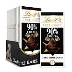 Amazon: Lindt EXCELLENCE 90% Cocoa Dark Chocolate Bar, 3.5 oz. (12 Pack) w/5% SS, Less w/15%, Beats Prior FP Deal $20.52