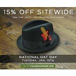 Village Hat Shop - 15% off Sitewide, Free shipping over $75 - January 15th only