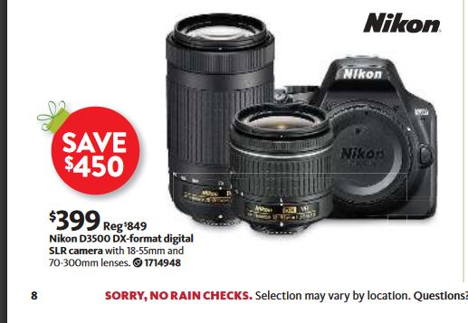 Black Friday AAFES (Military/Veteran) Nikon D3500 with 18-55MM and 70-300mm Lenses - No Tax $399