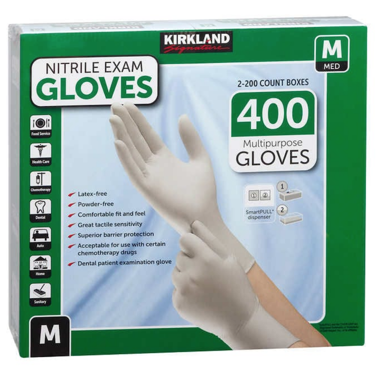 Kirkland Signature Nitrile Exam Gloves, 400count FS, FSA eligible 38.99