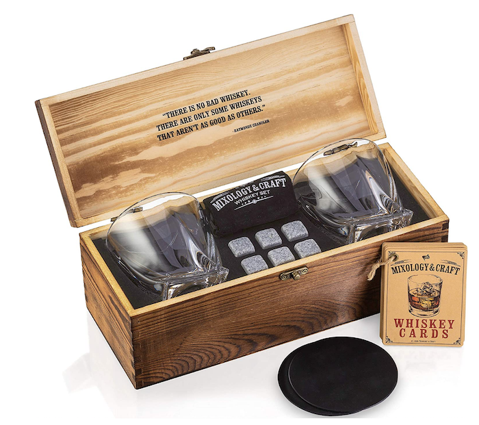 Whiskey Stones Gift Set with Wooden Gift Box