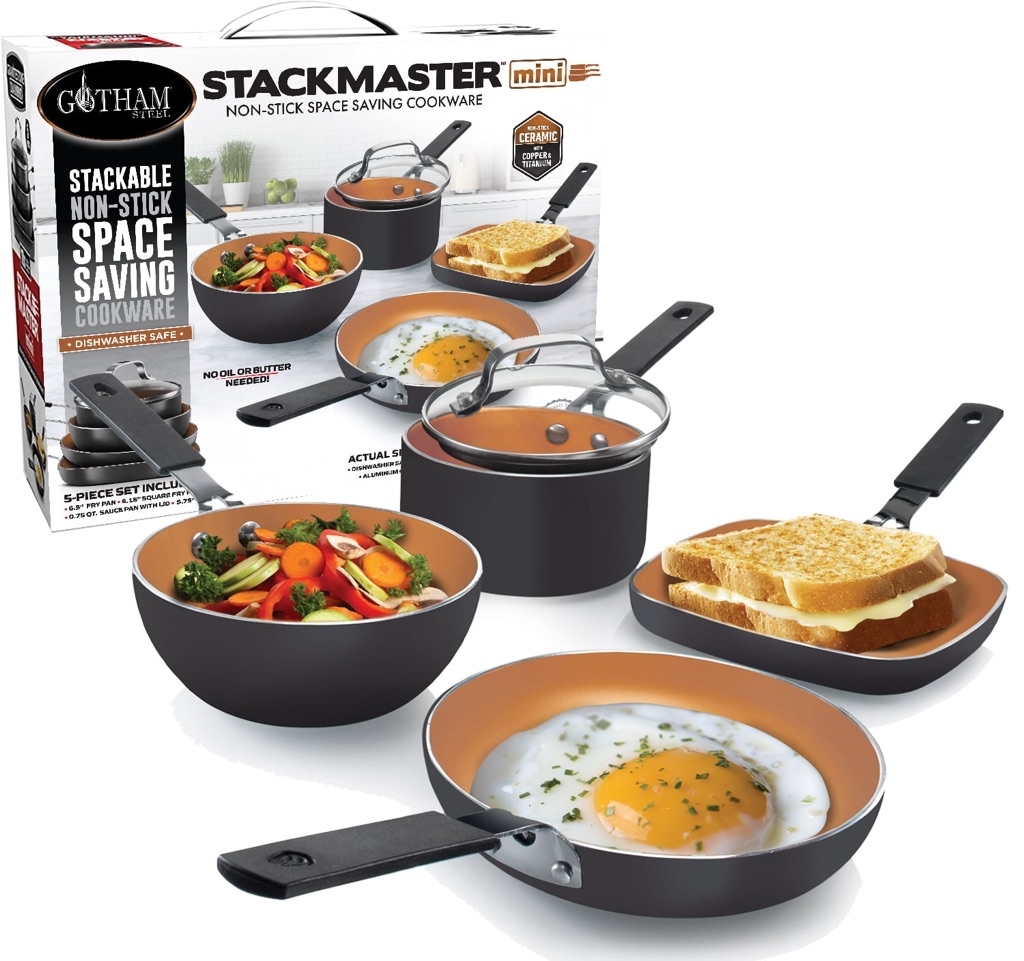Gotham Steel Mini Stackable Pots and Pans Set Nonstick Cookware Set 5Pc - $20.99