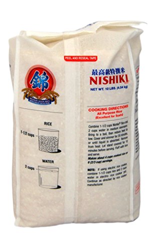 Nishiki Premium Sushi Rice, White, 10 lbs (Pack of 1) clickable coupon 20% 0ff. One time purchase only. free one day shipping with prime. $8.47