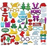 save 25% Off- PBPBOX 60pcs Glitter Party Photo Booth Props DIY Kit for Merry Christmas Photobooth Dress-up Accessories &amp; Party Favors - $9.54 @Amazon