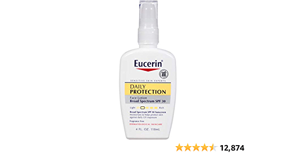 Eucerin Daily Protection Face Lotion - Broad Spectrum SPF 30 - Moisturizes and Protects Sensitive, Dry Skin - 4 fl. oz. Pump Bottle - $$7.81