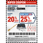 Harbor Freight Coupons: Tarps 20% Off, Select ICON or Quinn Hand Tools 20% Off &amp; Much More (in store or online)