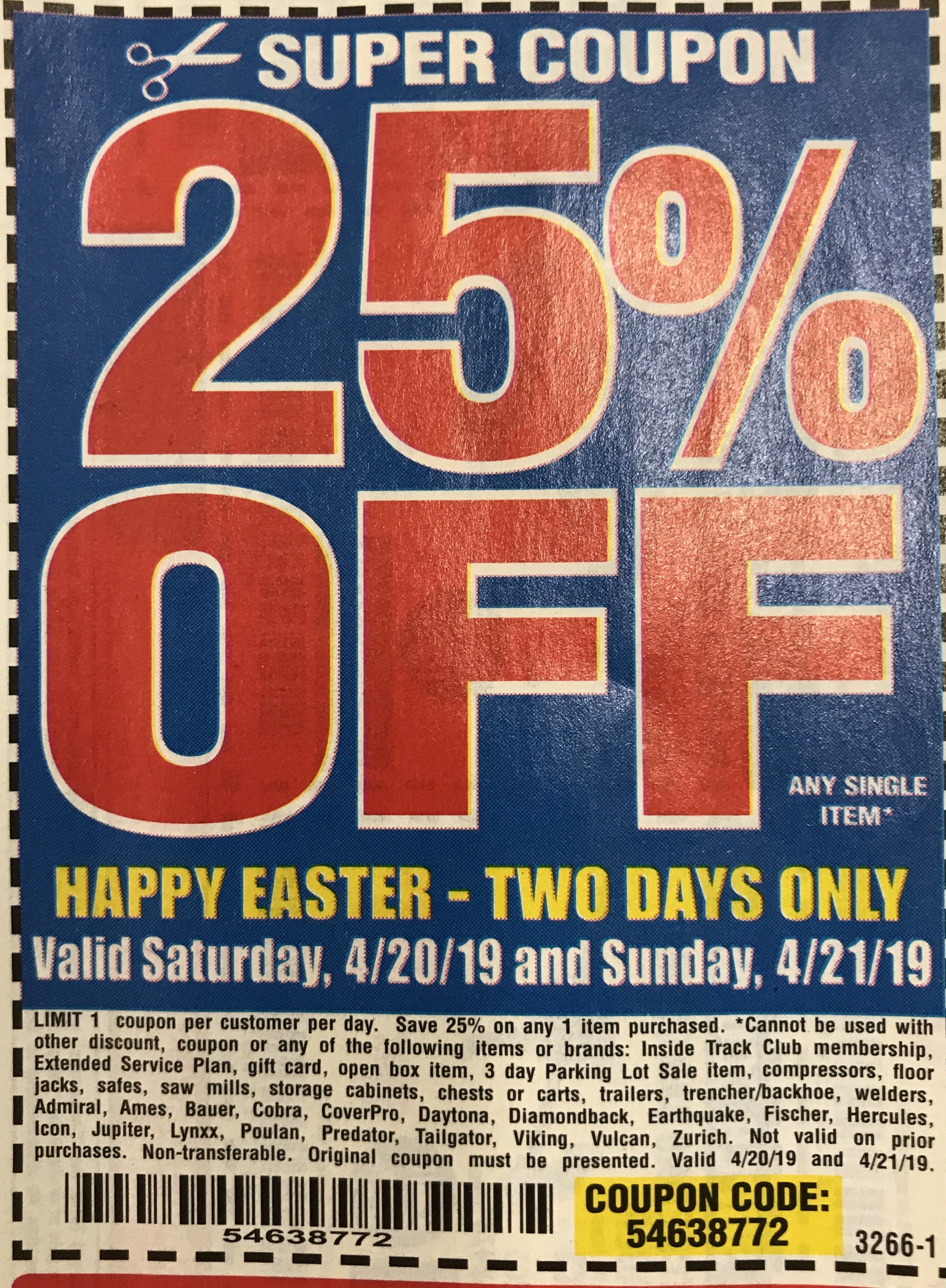 Harbor Freight Coupon 25 Off Single Item Happy Easter Now 3