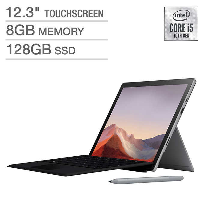 Microsoft Surface Pro 7 Bundle (Surface Pro Type Cover + Pen) 10th Gen Intel Core i5, 2736 x 1824, 8GB Ram, 128GB SSD  Windows 10, 2 Year Warranty. $799.99 + FS (Costco)