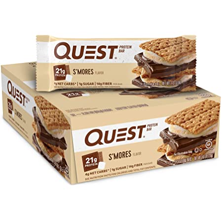 Quest Nutrition S'mores Protein Bar, High Protein, Low Carb, Gluten Free, Keto Friendly, 12 Count $22.94