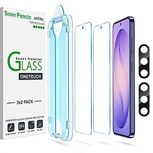amFilm for Samsung Galaxy S26 Series 2-Pack Screen Protector + 2-Pack Camera Lens Protector, Tempered Glass $6.79