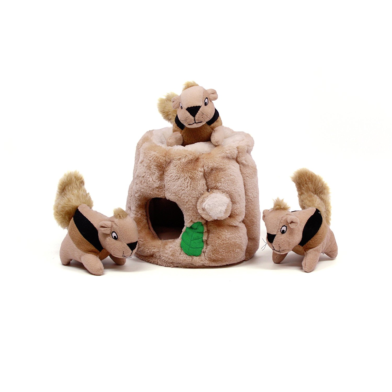 Prime w/ Alexa Large 4-Piece Outward Hound Hide-A-Squirrel with Puzzle Plush Squeaking Dog Toys - $6.99