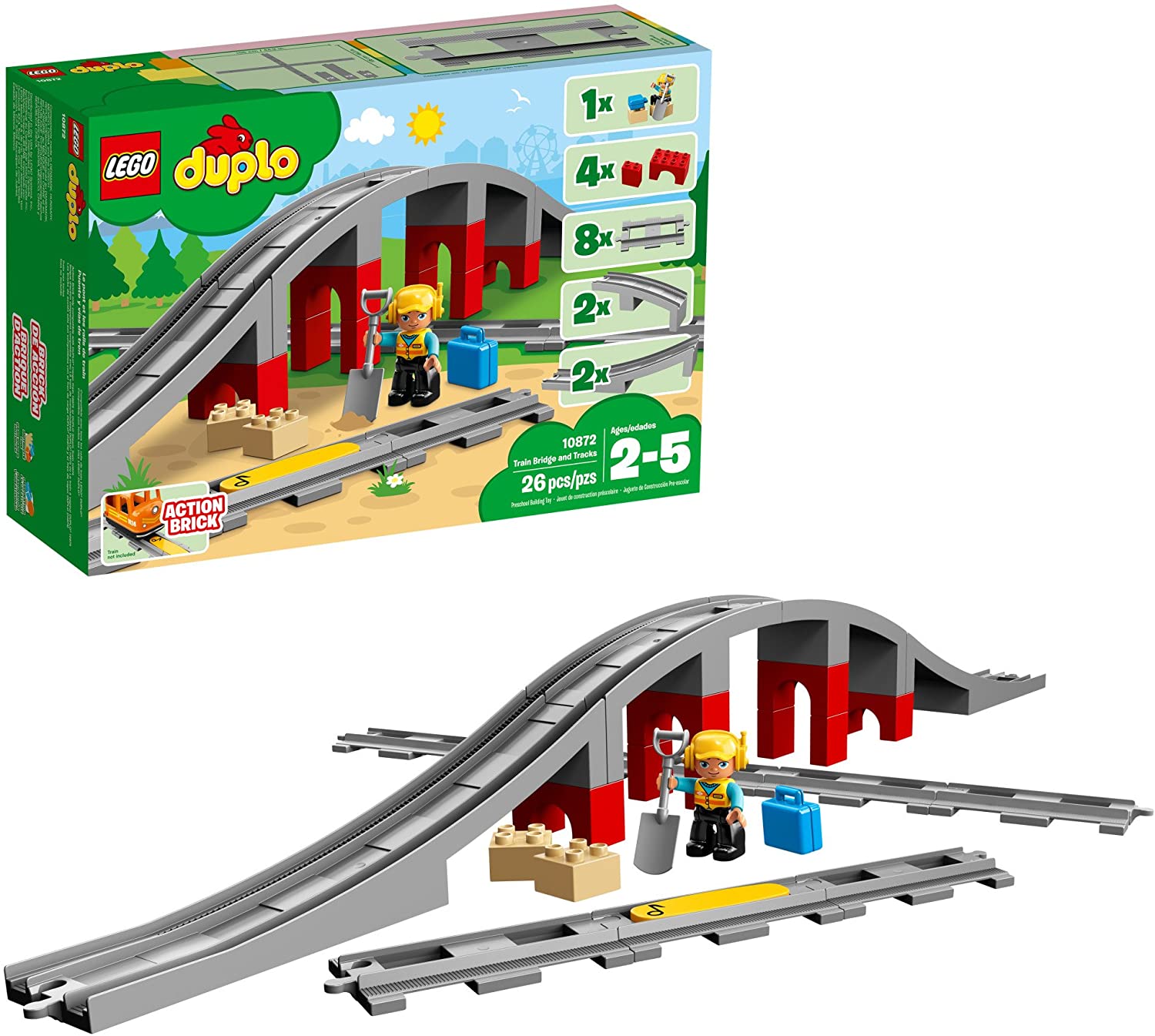 LEGO DUPLO Train Bridge and Tracks 10872 Building Blocks (26 Pieces) - $19.99