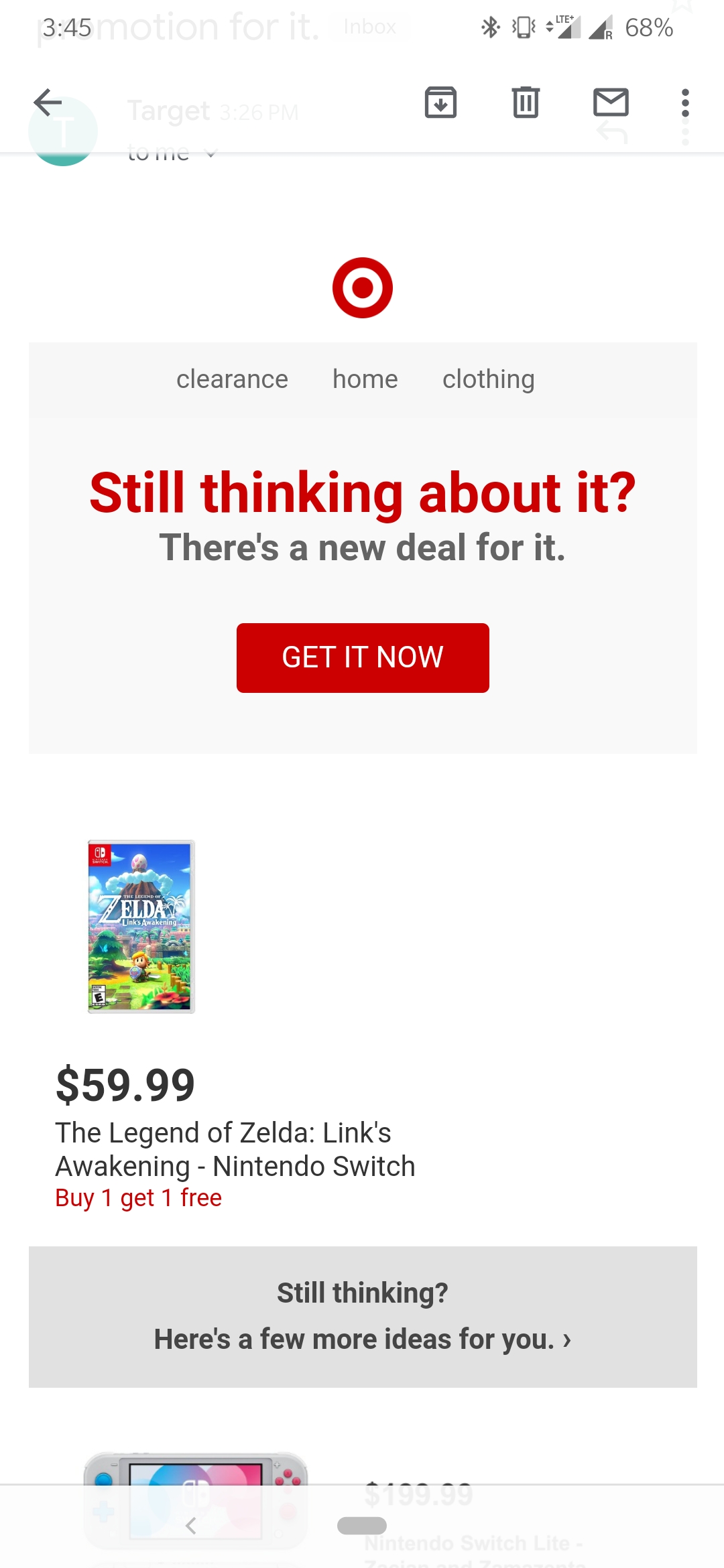 Legend of Zelda: Link's Awakening Target offer Buy 1 take 1 YMMV $60