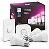 $101.25: Philips Hue Smart Light Starter Kit (Bridge, Button, 3 Smart 75W A19 Bulbs) at Amazon