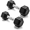 $15.99*: 12-Lb CAP Barbell Coated Rubber Hex Dumbbell (Pair, Chrome Handle) at Amazon